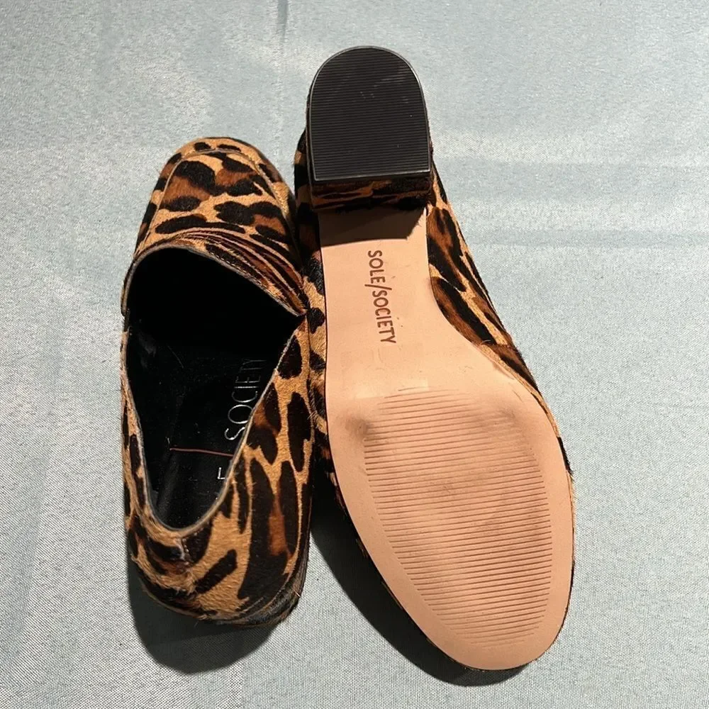 NEW Sole Society So-Marian Leopard Chunky Heels‎ 6.5 B38